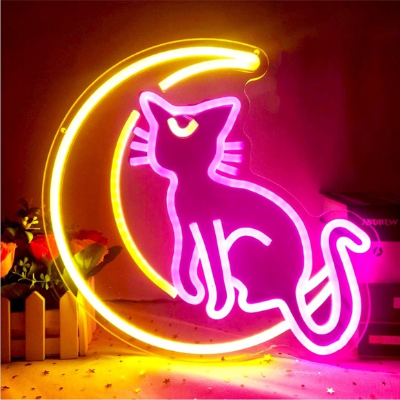 Urban Outfitters Other - Sailor Moon Luna Kitty Cat Anime Kawaii Cartoon Pink Neon Light Wall Dorm Decor